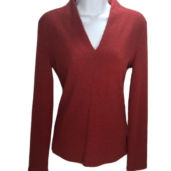 DKNY Woman Red Top Tank Dress Sweater Shirt, V Nec - Picture 6 of 7